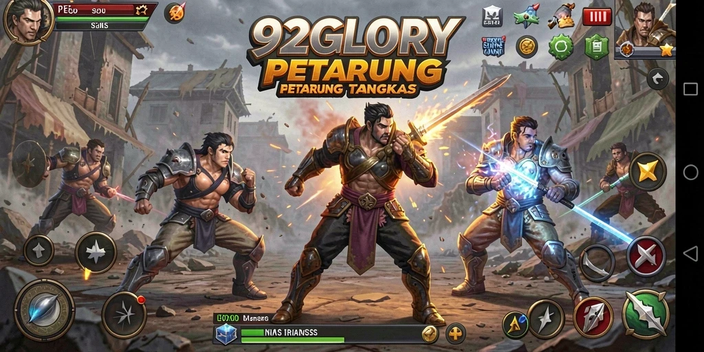 Tangkapan layar memperlihatkan gameplay aksi pertarungan dalam 92GLORY.
