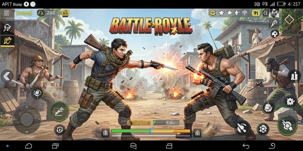 Tampilan seru dari gameplay API77 Battle Royale yang menegangkan.