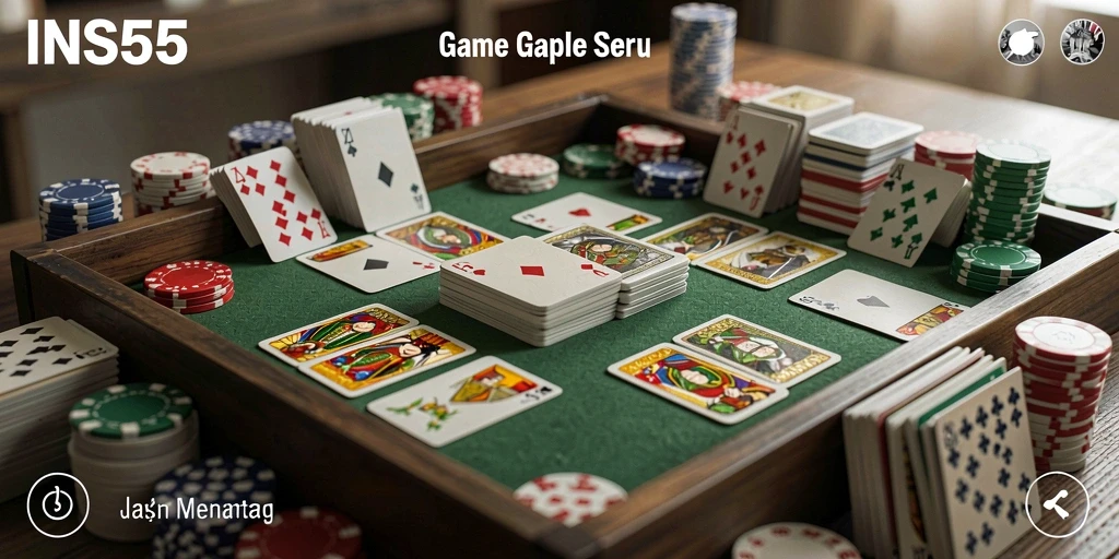 Screenshot gameplay INS55 menunjukkan momen seru saat bermain Gaple.
