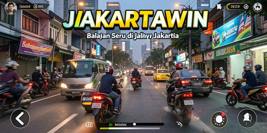 Tampilan gameplay balapan seru di JAKARTAWIN yang mendebarkan.