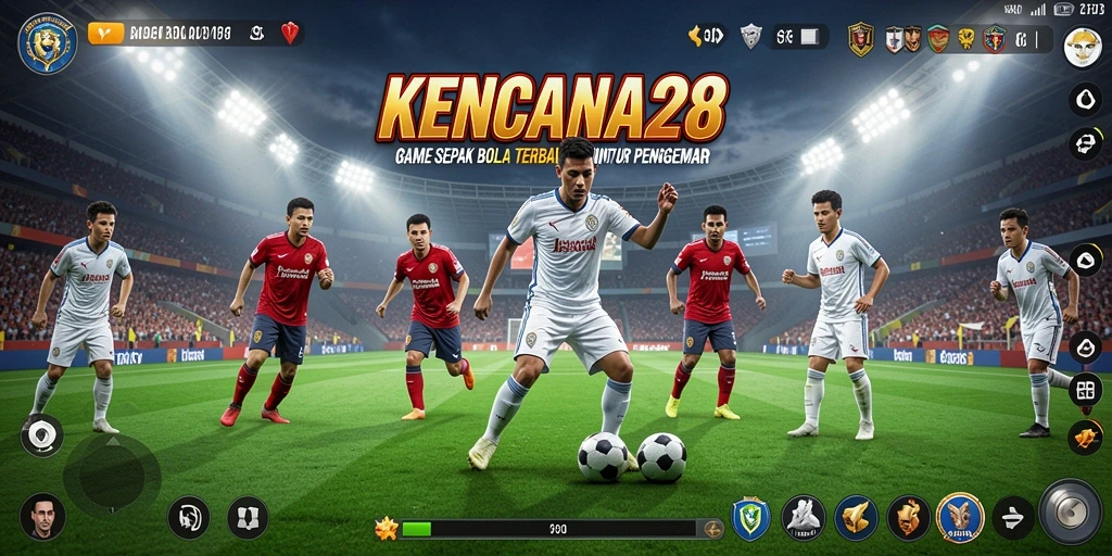 Screenshot gameplay KENCANA28 dengan aksi sepak bola mendebarkan.