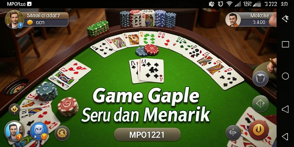 Screenshot gameplay Gaple MPO1221 yang seru dan interaktif.