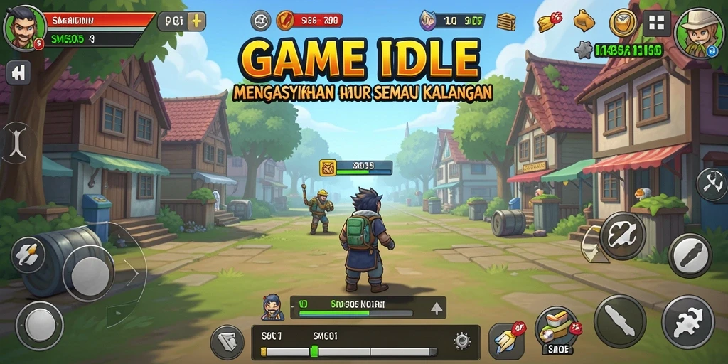Screenshot gameplay SM605 menampilkan keasyikan membangun kerajaan Idle.
