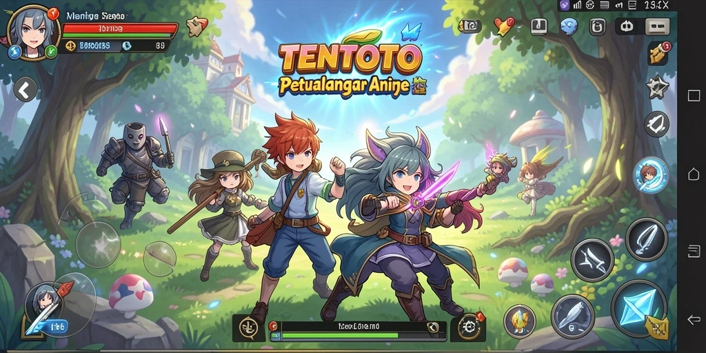 Tampilan menarik dari gameplay TENTOTO yang penuh aksi anime.