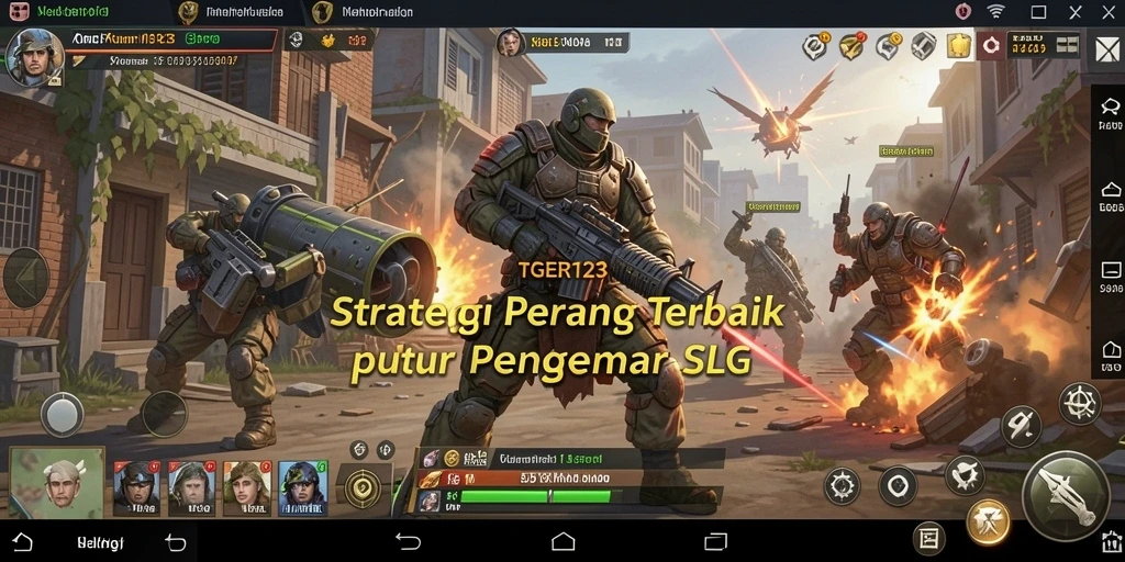 Screenshot utama TGER123 menampilkan pertempuran antar kerajaan yang mendebarkan.