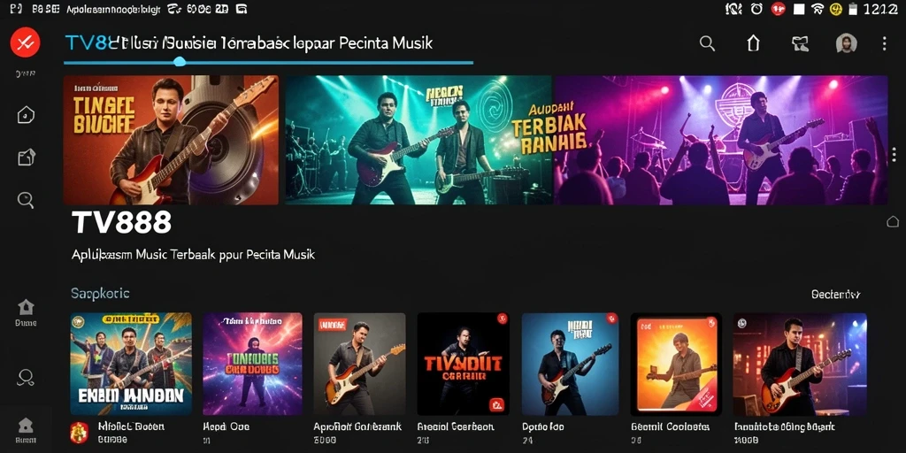 Tangkapan layar TV888 menampilkan antarmuka musik yang menarik.