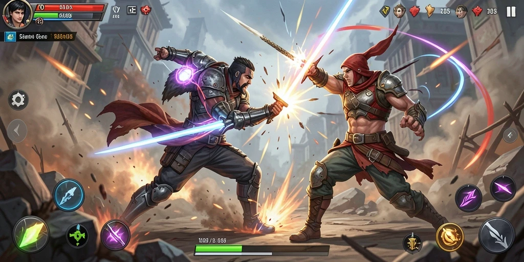 Tampilan gameplay menarik dari V07 dalam pertarungan yang mendebarkan.