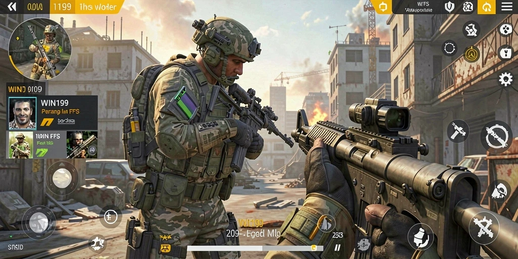 Screenshot utama WIN199 menampilkan intensitas aksi FPS yang mendebarkan.